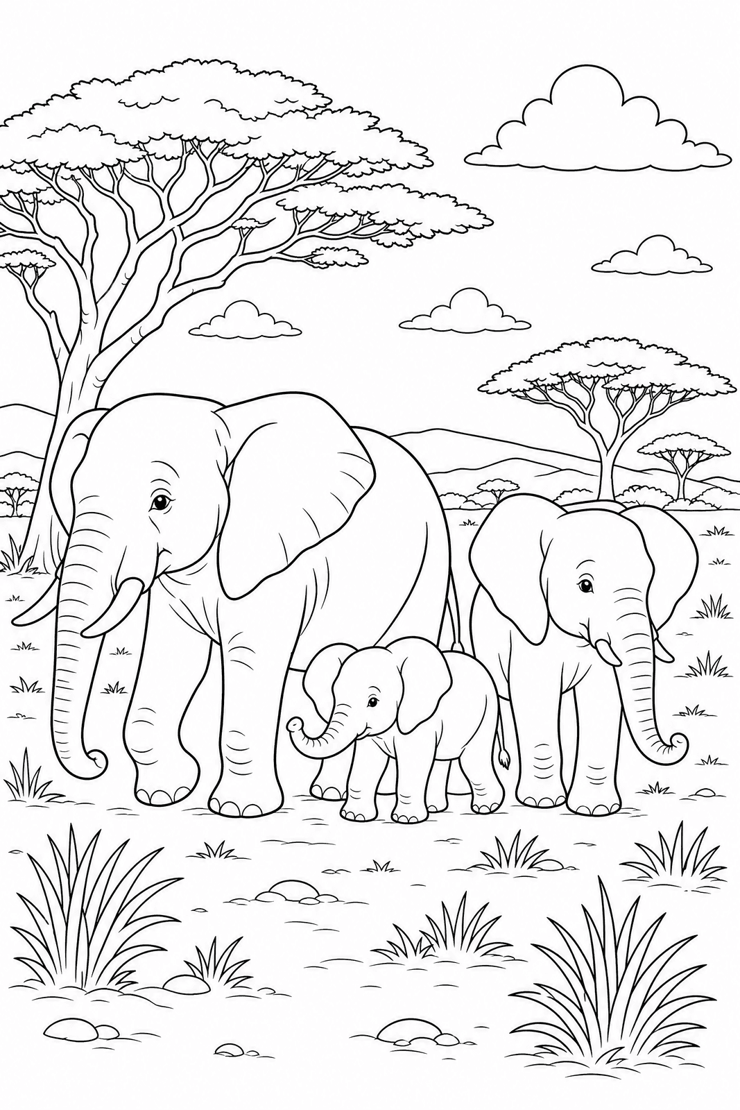 Animals style sample colouring page