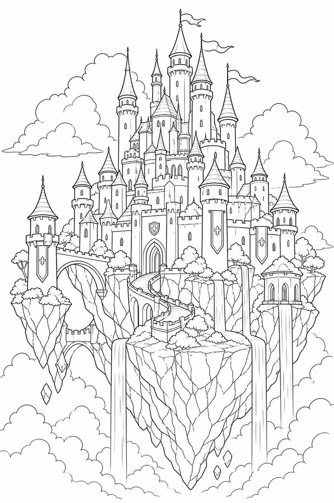 Fantasy style sample colouring page