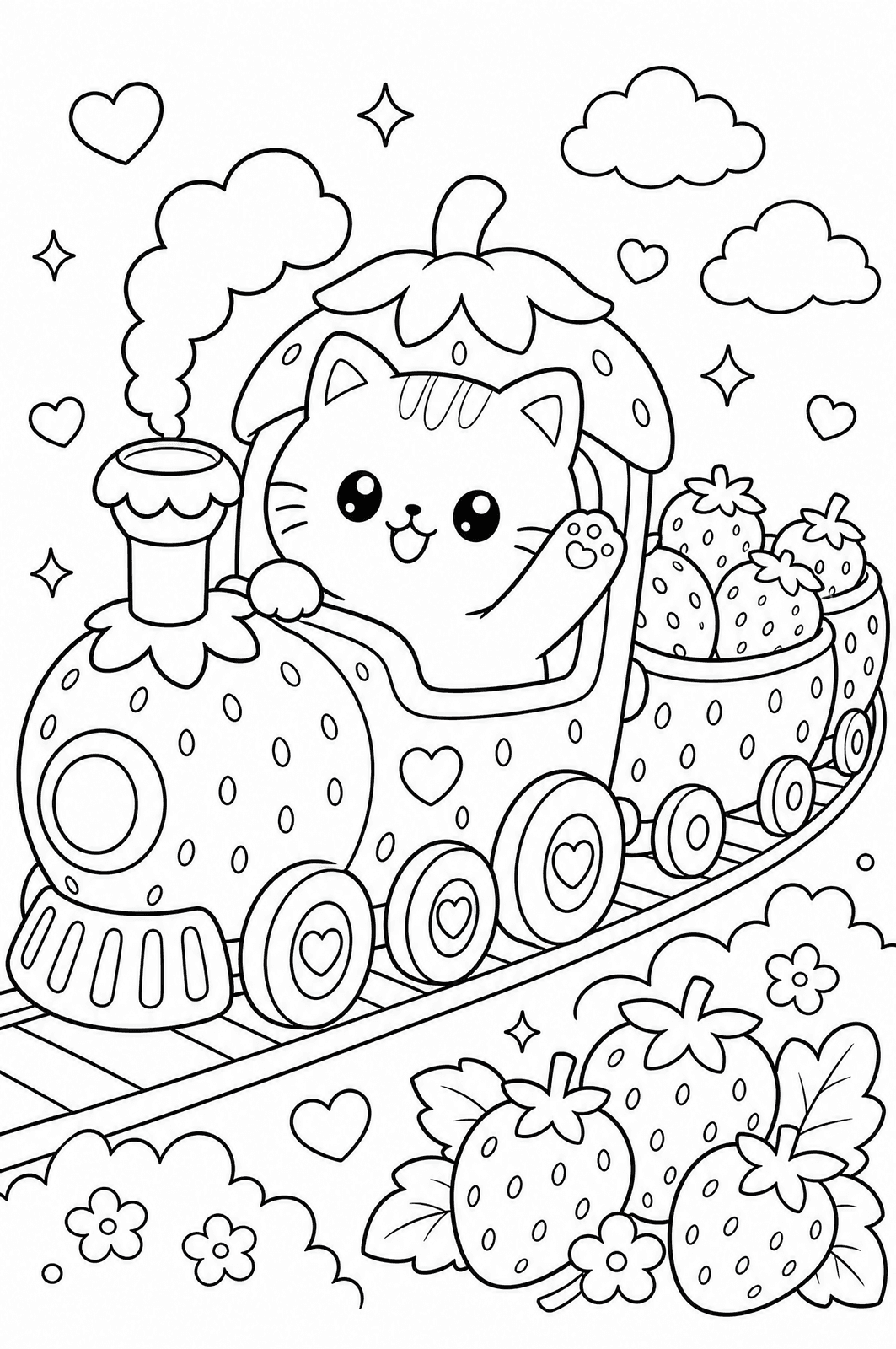 Kawaii style sample colouring page